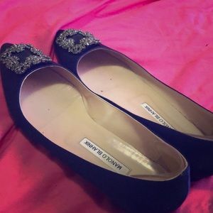 Navy Blue Manolo Blahnik flats